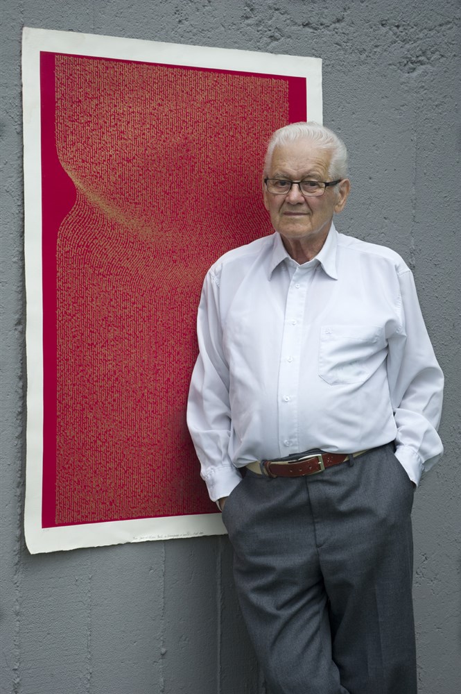 Calligramme réalisé par Marc Pessin pour l'ouvrage "Ana Soror" de Marguerite Yourcenar